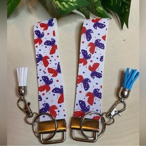 Butterfly 4th of July Faux Leather Keychain (price is for 1)